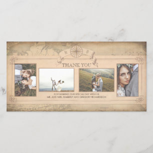 Wereldkaart Oude bruiloft Hartelijk dank Bedankkaart