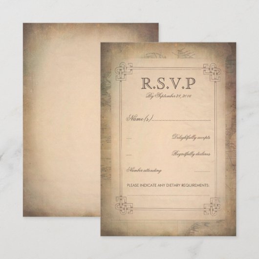  Wereldkaart Oude bruiloft RSVP Kaarten (Voorkant / Achterkant)