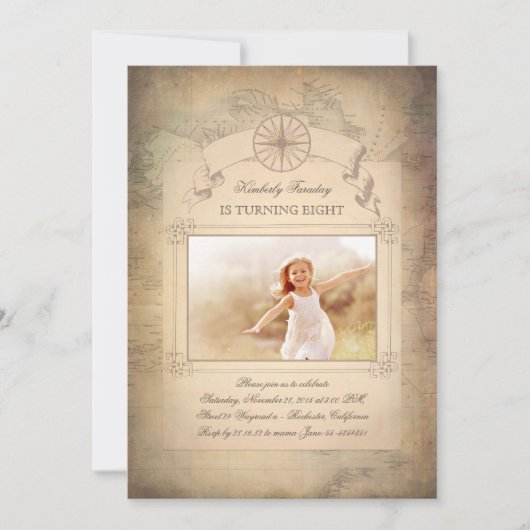  Wereldkaart Oude Foto Verjaardag Kaart (Voorkant)