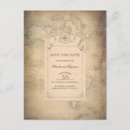 Wereldkaart Oude Save the Date Aankondigingskaart