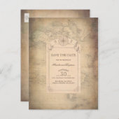  Wereldkaart Oude Save the Date Aankondigingskaart (Voorkant / Achterkant)