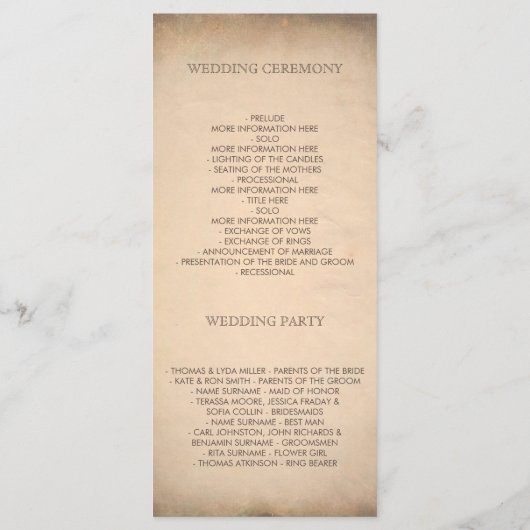 Wereldkaart Oude Trouwprogramma's Programmakaart (Achterkant)