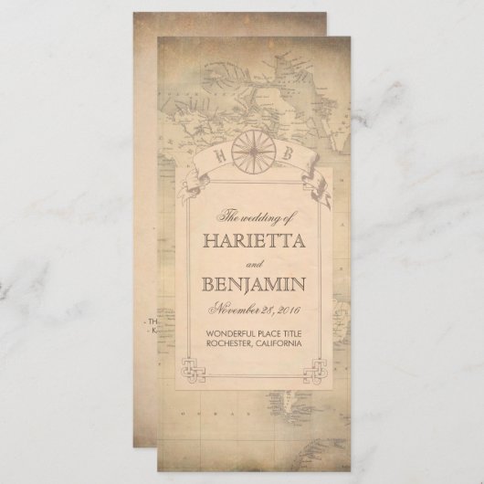  Wereldkaart Oude Trouwprogramma's Programmakaart (Voorkant / Achterkant)