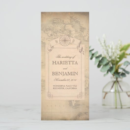 Wereldkaart Oude Trouwprogramma's Programmakaart (Staand voorkant)