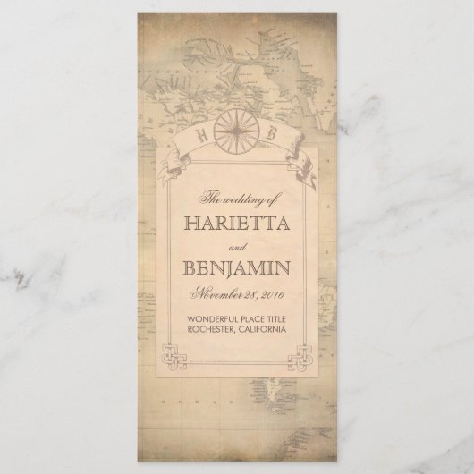 Wereldkaart Oude Trouwprogramma's Programmakaart (Voorkant)