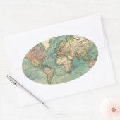  Wereldkaart Ovale Sticker (Envelop)
