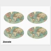  Wereldkaart Ovale Sticker (Vel)