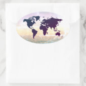 Wereldkaart Ovale Sticker (Tas)