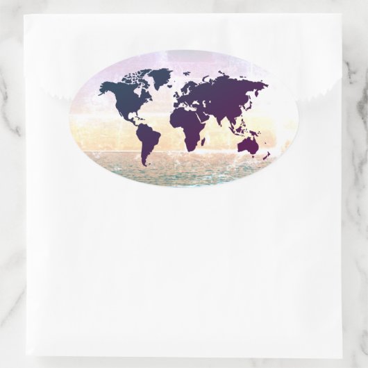 Wereldkaart Ovale Sticker (Tas)