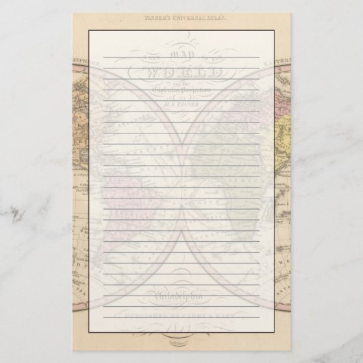wereldkaart over de mondiale projectie 2 briefpapier (Voorkant)