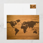 Wereldkaart over houten korrels briefkaart (Voorkant / Achterkant)