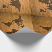 wereldkaart over houten korrels cadeaupapier (Hoek)
