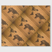 wereldkaart over houten korrels cadeaupapier (Vlak)