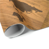 wereldkaart over houten korrels cadeaupapier (Rol Hoek)