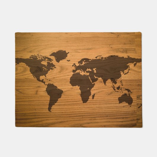 wereldkaart over houten korrels deurmat (Voorkant)