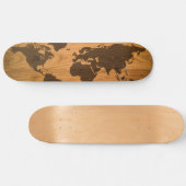Wereldkaart over houten korrels persoonlijk skateboard (Horizontaal)