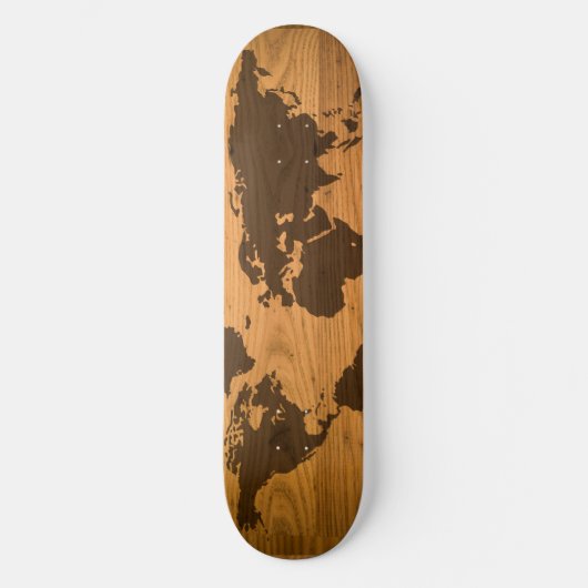 Wereldkaart over houten korrels persoonlijk skateboard (Voorkant)