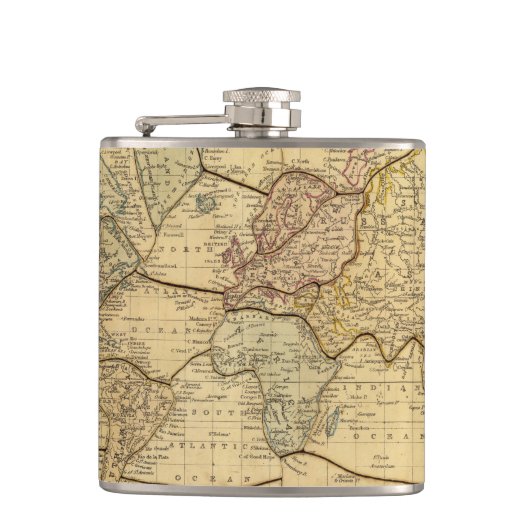 Wereldkaart over Mercators Projection Heupfles (Voorkant)