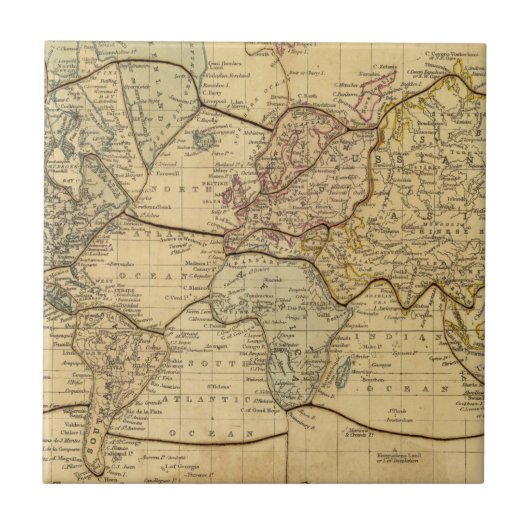 Wereldkaart over Mercators Projection Tegeltje (Voorkant)