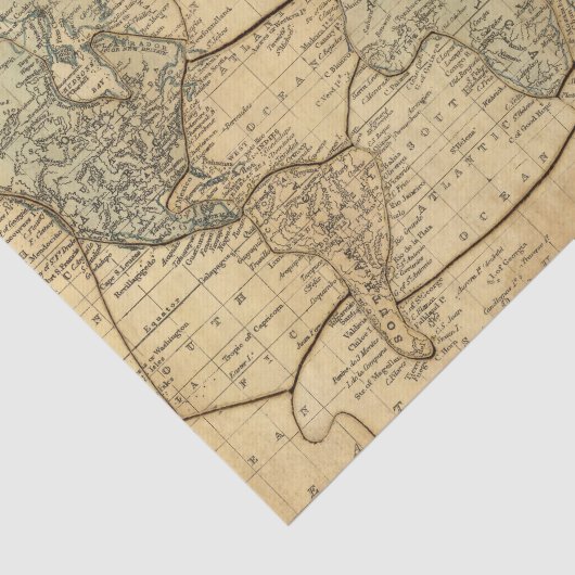 Wereldkaart over Mercators Projection Tissuepapier (Detail)