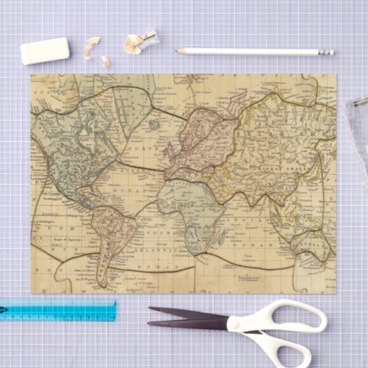 Wereldkaart over Mercators Projection Tissuepapier (Craft)