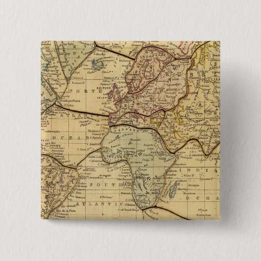 Wereldkaart over Mercators Projection Vierkante Button 5,1 Cm (Voorkant)
