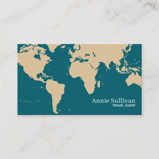 Wereldkaart oversized internationale reisagent visitekaartje (Voorkant)