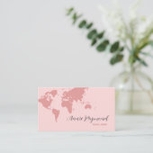 Wereldkaart Oversized op Blush Pink Visitekaartje (Staand voorkant)