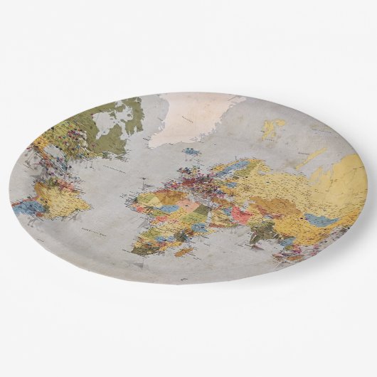 wereldkaart papieren bordje (Gekanteld)