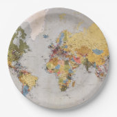 wereldkaart papieren bordje (Voorkant)