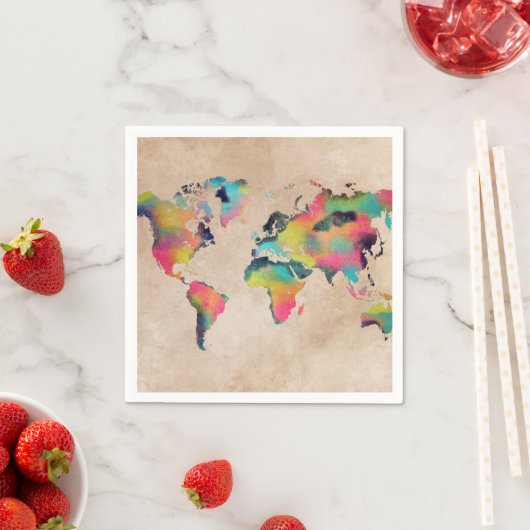 wereldkaart papieren servetten (Insitu)
