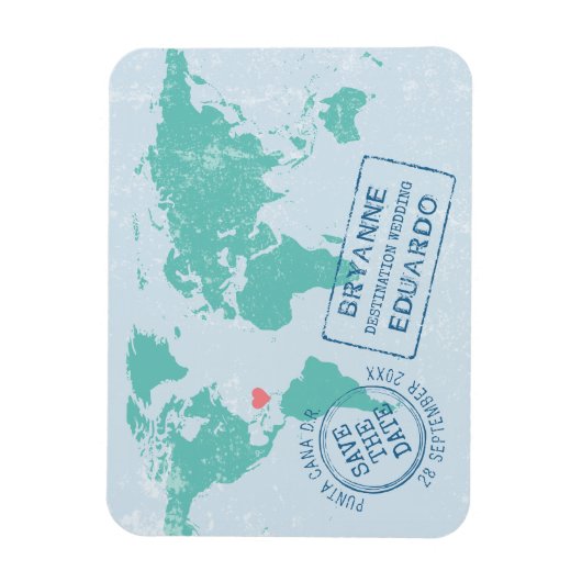 wereldkaart paspoort EDITABLE KLOR Opslaan Datum Magneet (Verticaal)