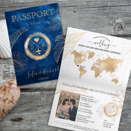 Wereldkaart paspoort Mexico Wedding Destination Pa