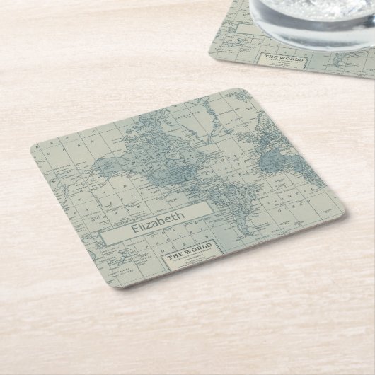 Wereldkaart past uw eigen naam aan Kartonnen Onderzetters (Schuin)