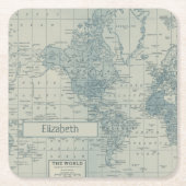 Wereldkaart past uw eigen naam aan Kartonnen Onderzetters (Voorkant)