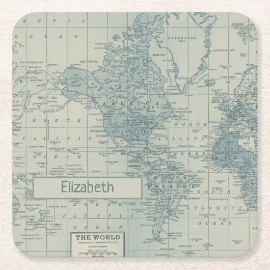  Wereldkaart past uw eigen naam aan Kartonnen Onderzetters (Voorkant)