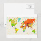 wereldkaart plattegronden briefkaart (Voorkant / Achterkant)