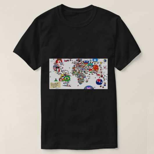 Wereldkaart Polandball Countryball T-shirt (Design voorkant)