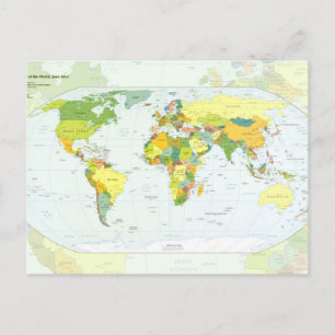 Wereldkaart Politieke Atlas Poster: Moderne Decora Briefkaart