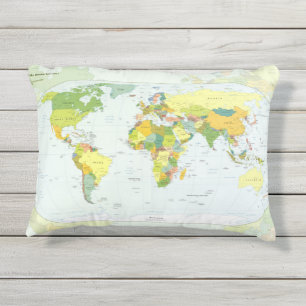 Wereldkaart Politieke Atlas Poster: Moderne Decora Buitenkussen