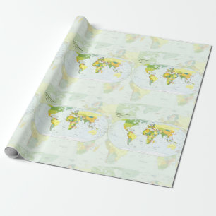 Wereldkaart Politieke Atlas Poster: Moderne Decora Cadeaupapier