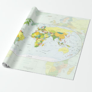 Wereldkaart Politieke Atlas Poster: Moderne Decora Cadeaupapier
