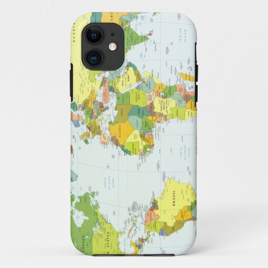 Wereldkaart Politieke Atlas Poster: Moderne Decora Case-Mate iPhone Case (Achterkant)