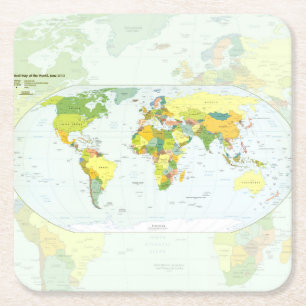 Wereldkaart Politieke Atlas Poster: Moderne Decora Kartonnen Onderzetters