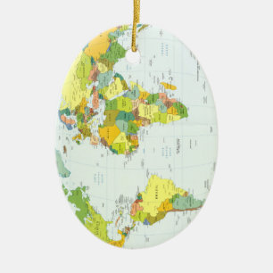 Wereldkaart Politieke Atlas Poster: Moderne Decora Keramisch Ornament