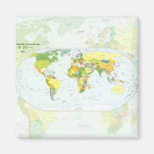 Wereldkaart Politieke Atlas Poster: Moderne Decora Magneet