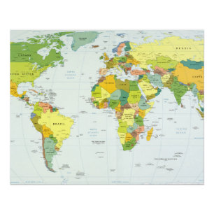 Wereldkaart Politieke Atlas Poster: Moderne Decora Perfect Poster