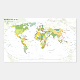 Wereldkaart Politieke Atlas Poster: Moderne Decora Rechthoekige Sticker