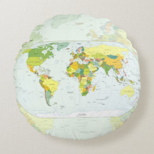 Wereldkaart Politieke Atlas Poster: Moderne Decora Rond Kussen