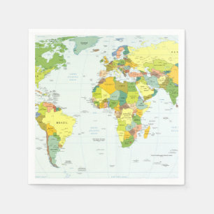 Wereldkaart Politieke Atlas Poster: Moderne Decora Servet
